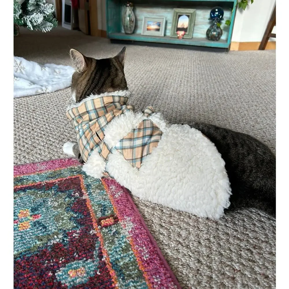 Frisco Lightweight Plaid Pocket Dog & Cat Coat, Medium